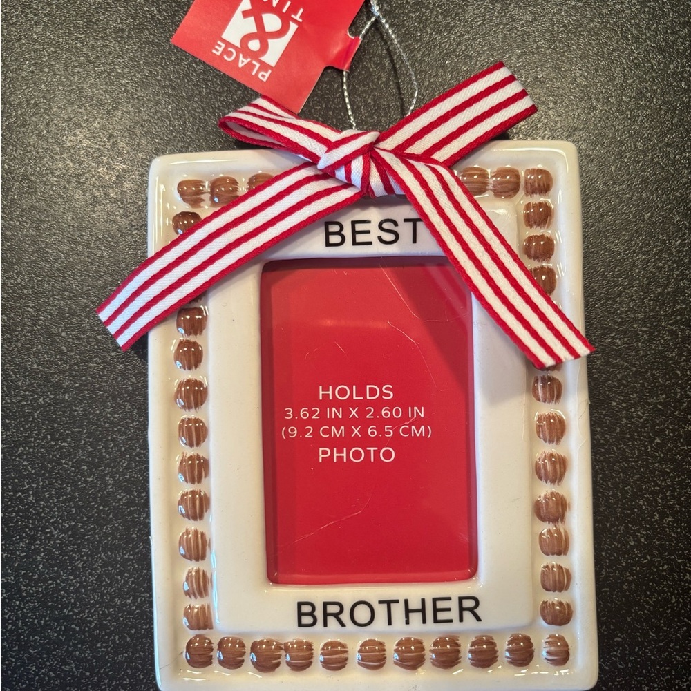 Best Brother Photo Frame with Red and White Ribbon